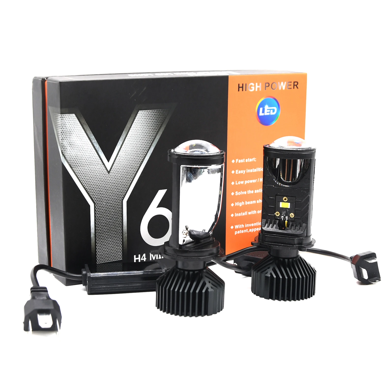 T9 T10 LED Automotive and Motorcycle Bulb with Lens Y6 Y7 Led Headlights Bulb H4 Lens Led Headlight Led Auto Kit For car