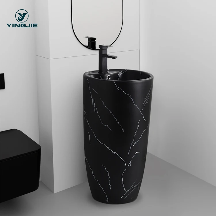 New Arrival bathroom marble unique pedestal sinks free standing wash basin
