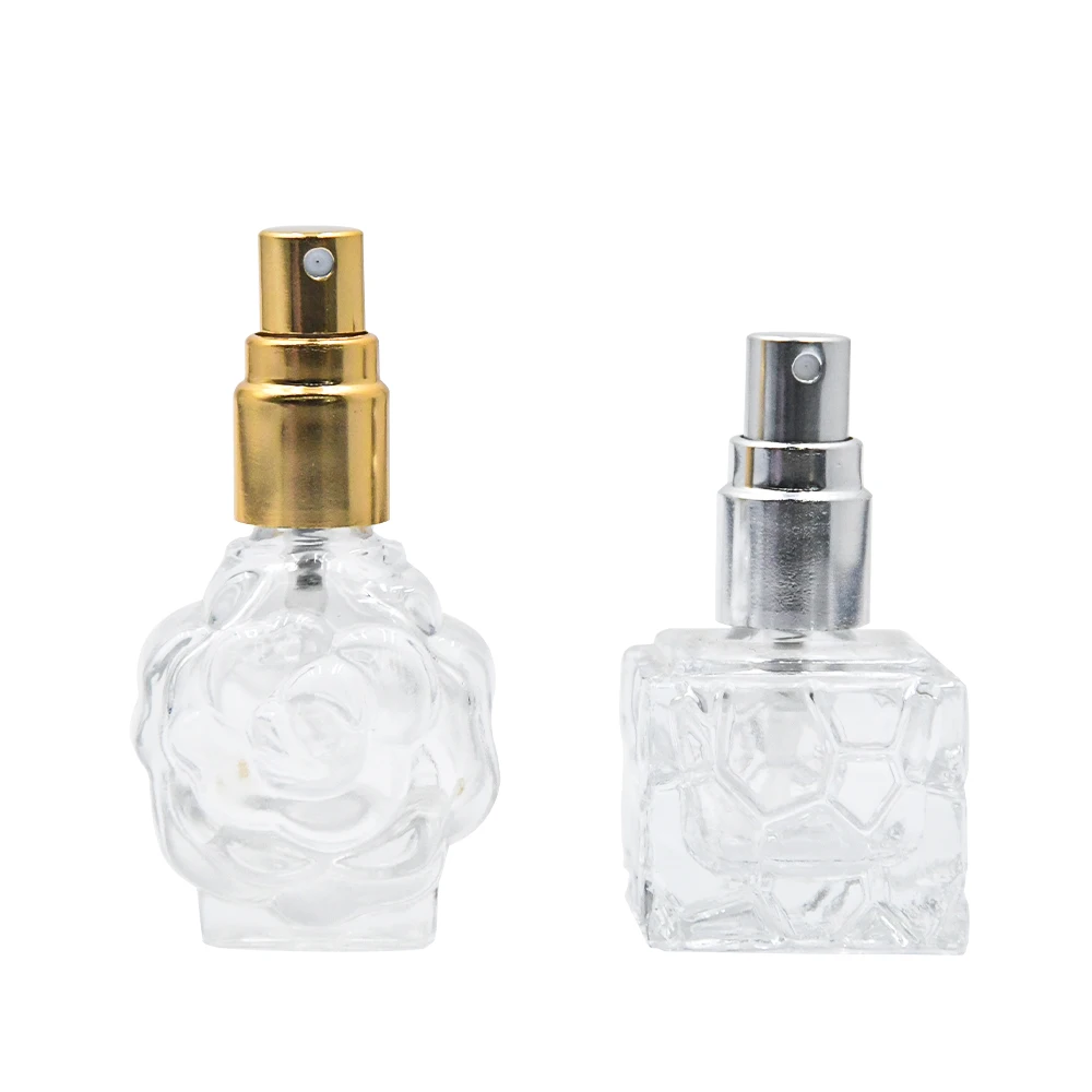 10ml 12ml Cosmetic Perfume Glass Spray Bottle Flower Shape Glass Empty Perfume Bottle