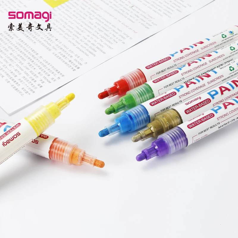 Factory supplier 12 colors 6mm nib custom water based paint marker munhwa pen set