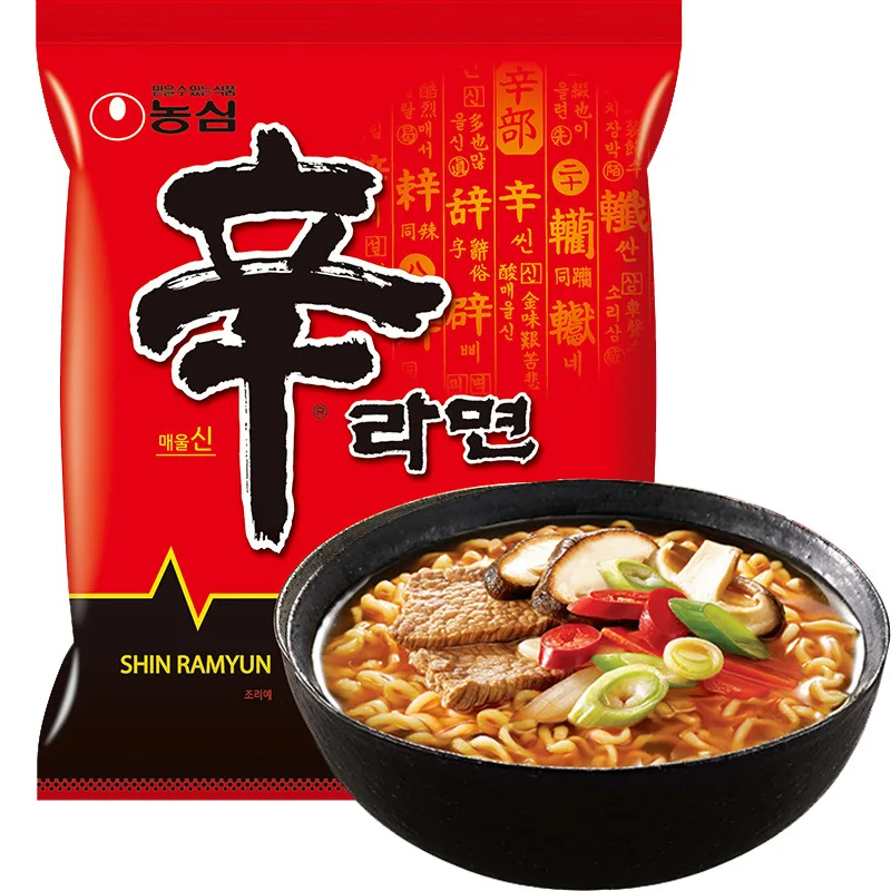 Wholesale nongxin Korean ramen noodle korean food spicy noodles 120g gourmet instant noodle