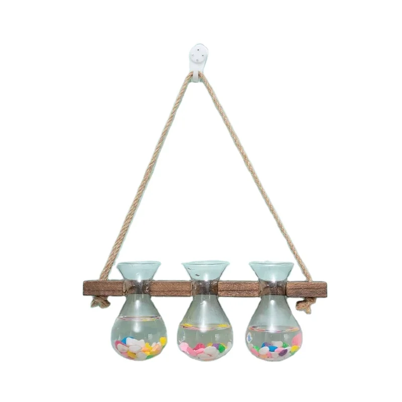 1 tier 3 tier hydroponic plant vases wall mounted hanging flower vase stand plant test tube wooden stand