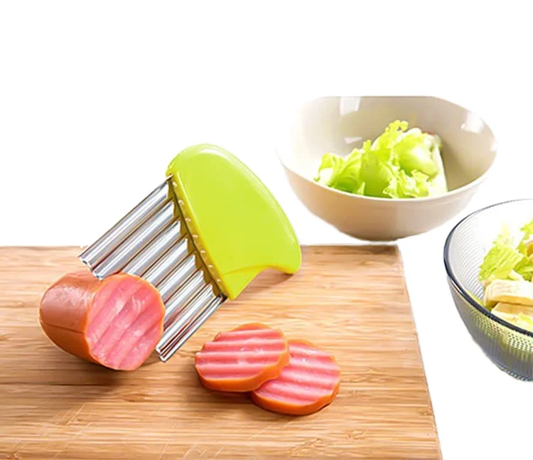 Kitchen Tools Stainless Steel Crinkle Potato Carrot Manual Wavy Potato Chipper French Fries Cutter