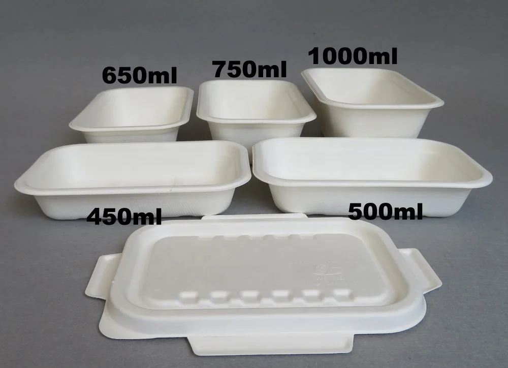 Biodegraded Disposable Sugarcane Bagasse 5 Compartment Food Tray