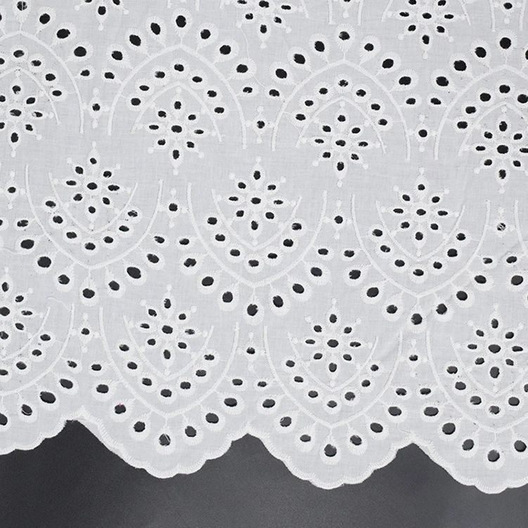
fashionable guipure embroidery eyelet lace fabric 100% cotton 
