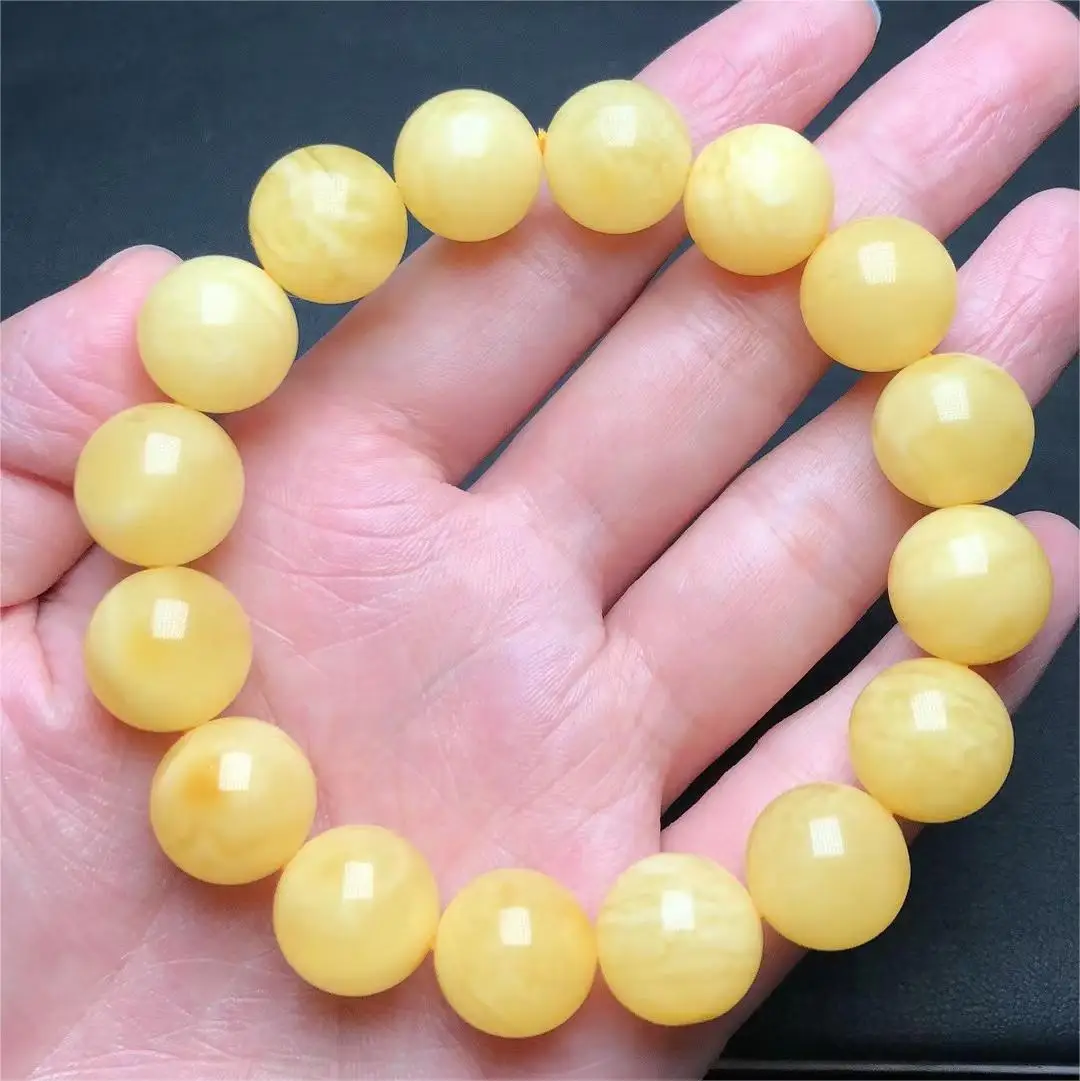 Wholesale Natural Amber Bracelet 13mm Round Bead Amber Bracelet Natural Stone Jewelry