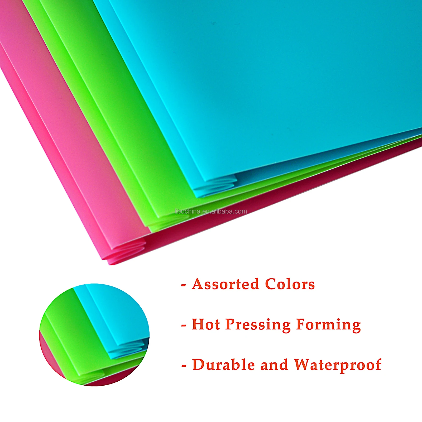 Letter Size Colorful Two Pocket Folders with 3 Metal Prong Fasteners Portfolio Folder with Business Card Slot