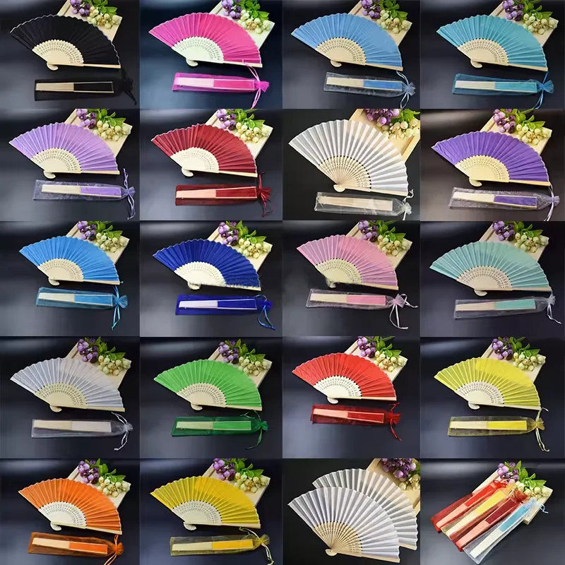 Japanese Chinese Vintage Bamboo Crafts Summer Folding Hand Fans for Wedding Dancing Party HandheldFans