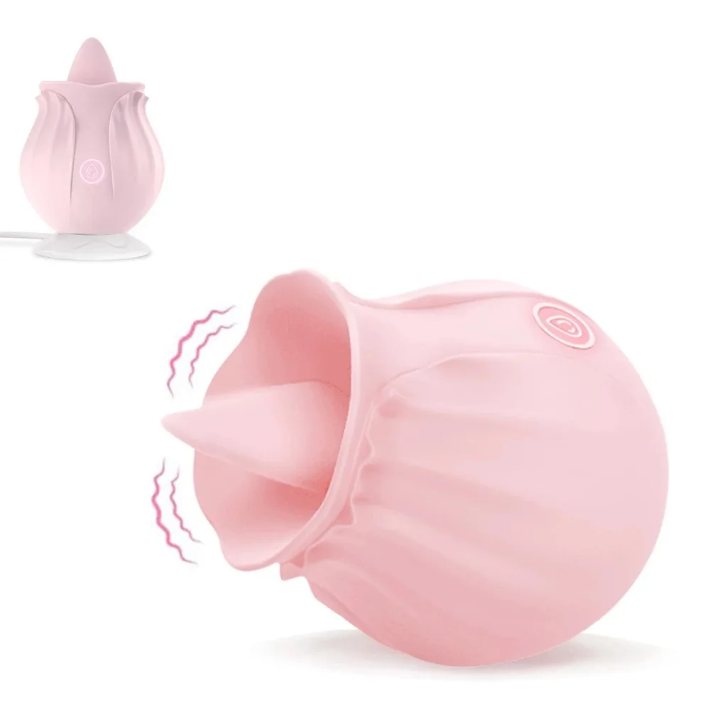 SHEYAY Adult Product Stimulate Clitoris G-spot Waterproof Silicone Rose Flower Tongue Silent Vibrator For Flirting Female