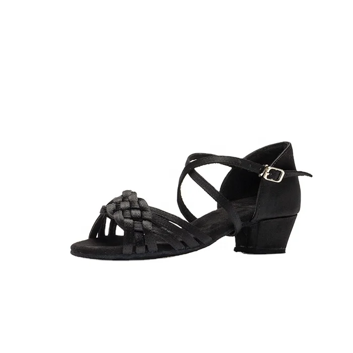 
New design professional black genuine leather latin dance shoes for girls 