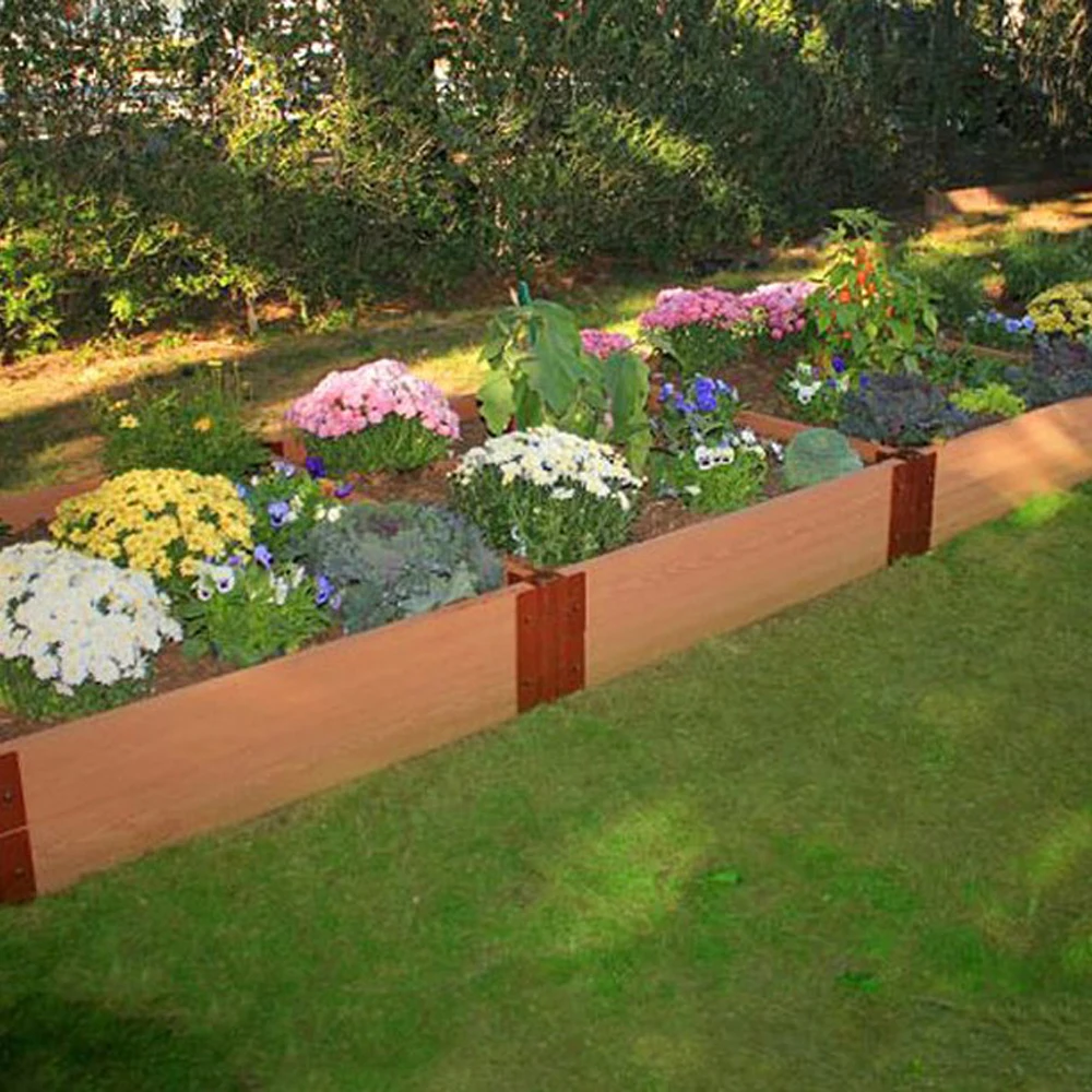 China hot sale wood grain plastic composite waterproof and fireproof flower box bed plastic flower pots&planter for outdoor