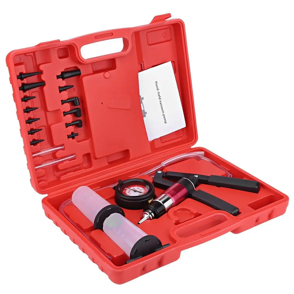22Pcs Manual Hand Held Brake Bleeder & Vacuum Pressure Pump Tester Kit W/ Case