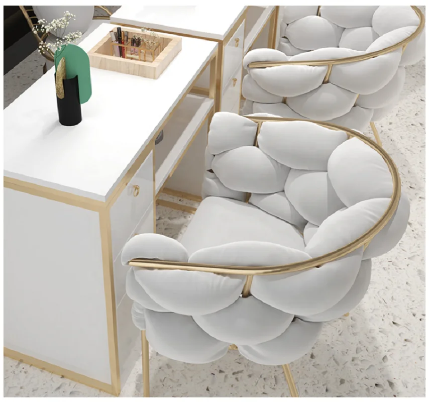 Manicure Table and Chair Set Single and Double Manicure Table Simple Modern Manicure Table Cyber Marble 10 Metal Salon Furniture