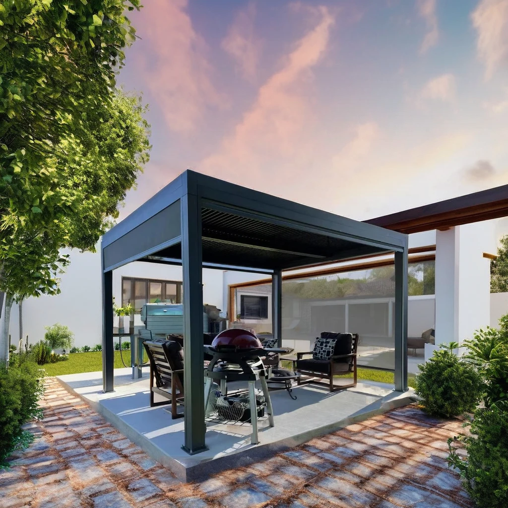Waterproof Outdoor Garden Pergola Powder Coated Aluminium Frame Decorative Sunshade Feature Pressure Treated Nature Inspired