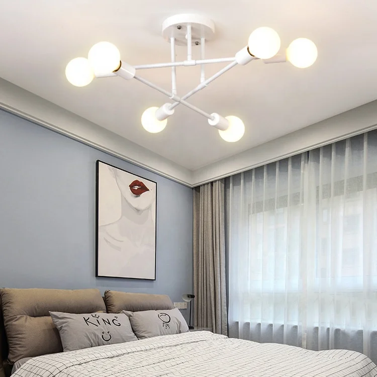 Modern Nordic E27 Black LED Ceiling Chandelier Edison Bulbs Indoor Light Fixtures For Bedroom Living Room Lamp