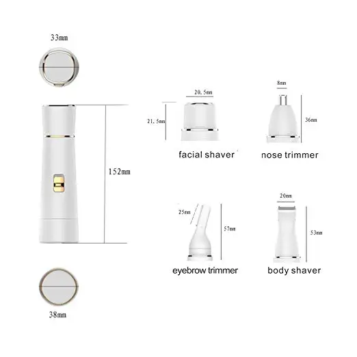 Профессиональный водонепроницаемый электрический эпилятор для лица 4 в 1, 6 шт.