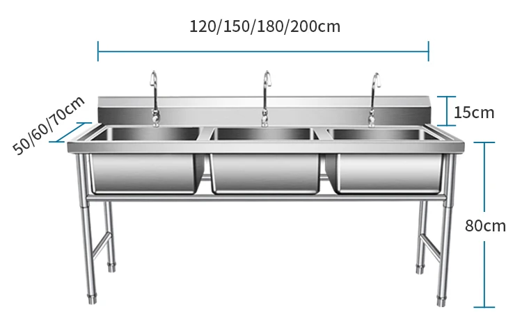 Commercial Stainless Steel Work Table With Sink Restaurant Equipment Double Bowl Kitchen Sink