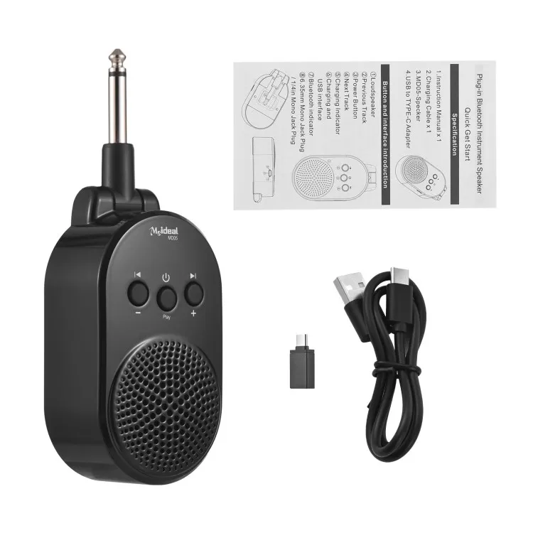 5W Guitar Amp BT Portable Plug-in Speaker for All Electric Guitars Wind Instruments Practice Amplifier Type-C Rechargeable 270 D