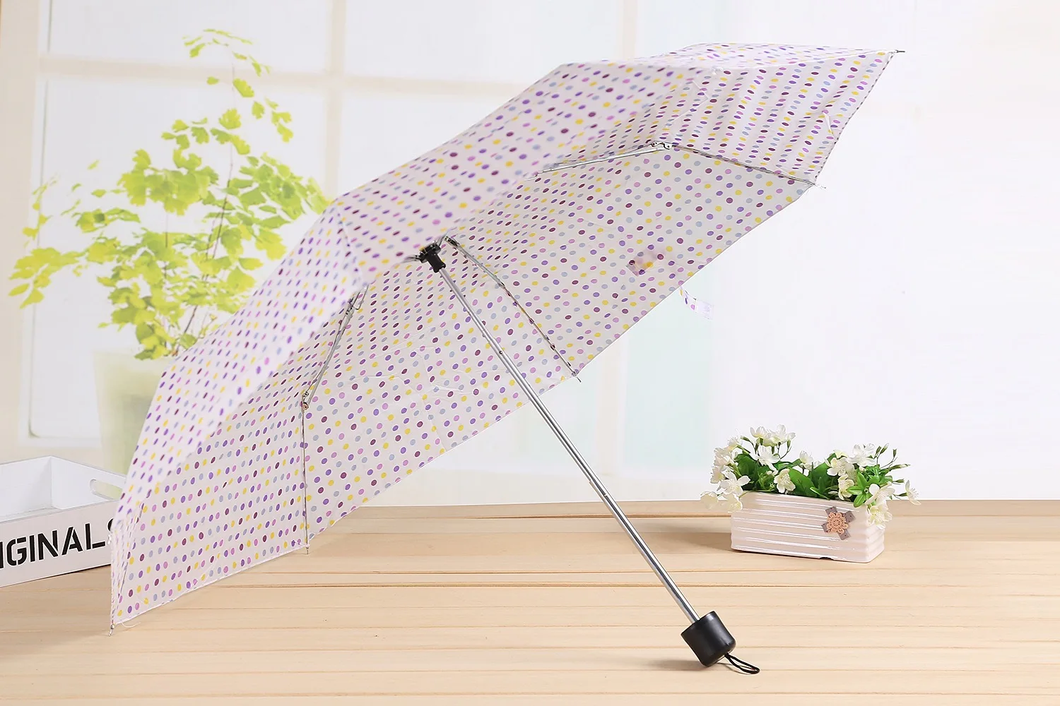 Wholesale  Cheap Souvenir Commercial Pongee Gift Folding Umbrella Promotion Custom Logo Printing Automatic Foldable Umbrella