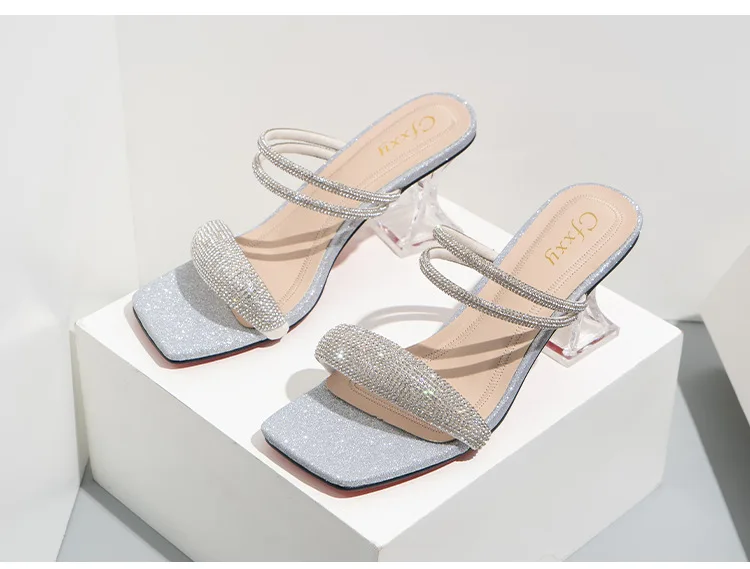 Women heel shoes 2022 crystal diamond flash high heel sandals fashion heel sandals