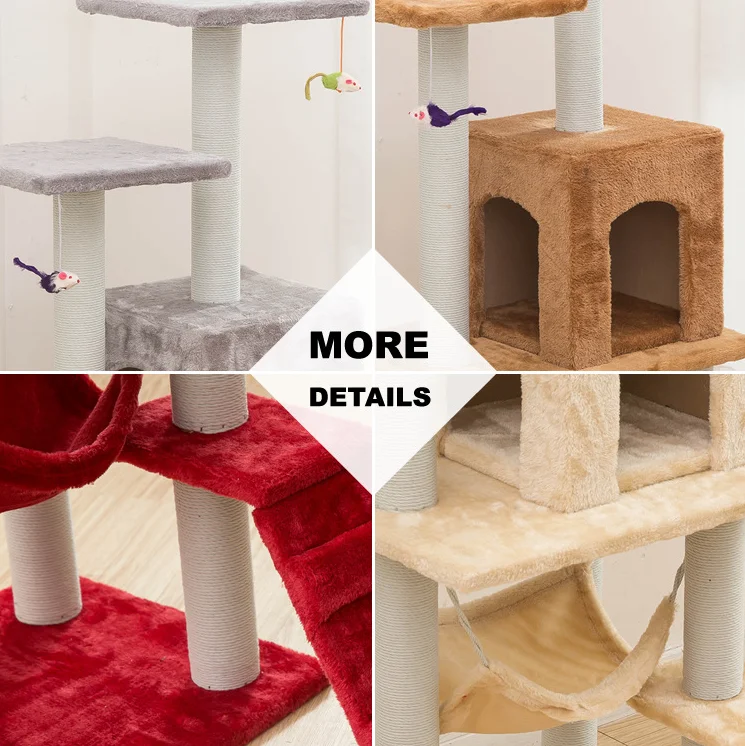 Amazon Hot Sale 186 cm Cat Tree Scratch Pet Scratcher Wood Tower Furniture Tower Cat Tree Wooden Cat Tree
