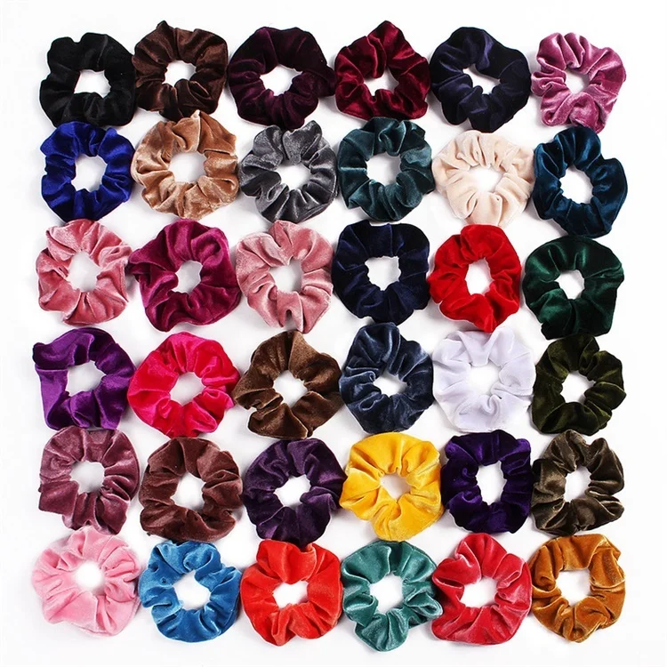 2021 Factory wholesale best seller quality hair bands fashion multi colors soft velvet hair scrunchies for women girls
