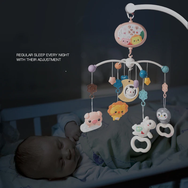 Custom Juguetes Bebes Baby Cot Toys Music Mobile Remote Control Musical Baby Crib Mobile For Kids With Frame