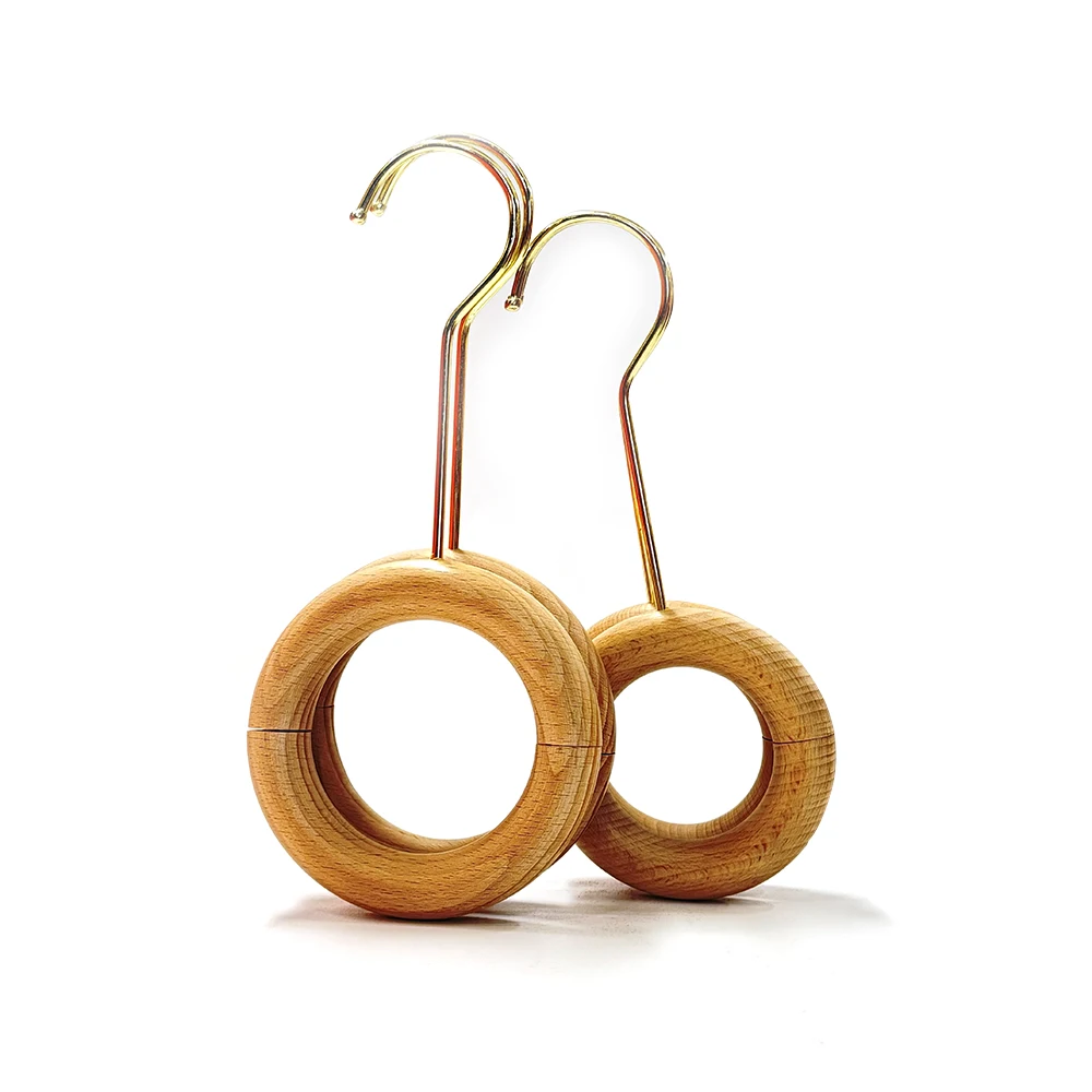 Wholesale New Design Towel Wooden Hanger Scarf Ring Heavy Duty Round Tie Wood Hanger For Shawl
