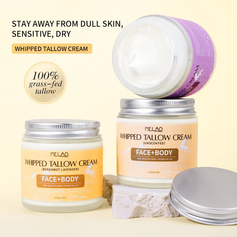 Organic Natural Hydrating Dry Skin Soothing Moisturizing Grass-Fed Beef Tallow Face cream Balm Beef Tallow For Skin Care