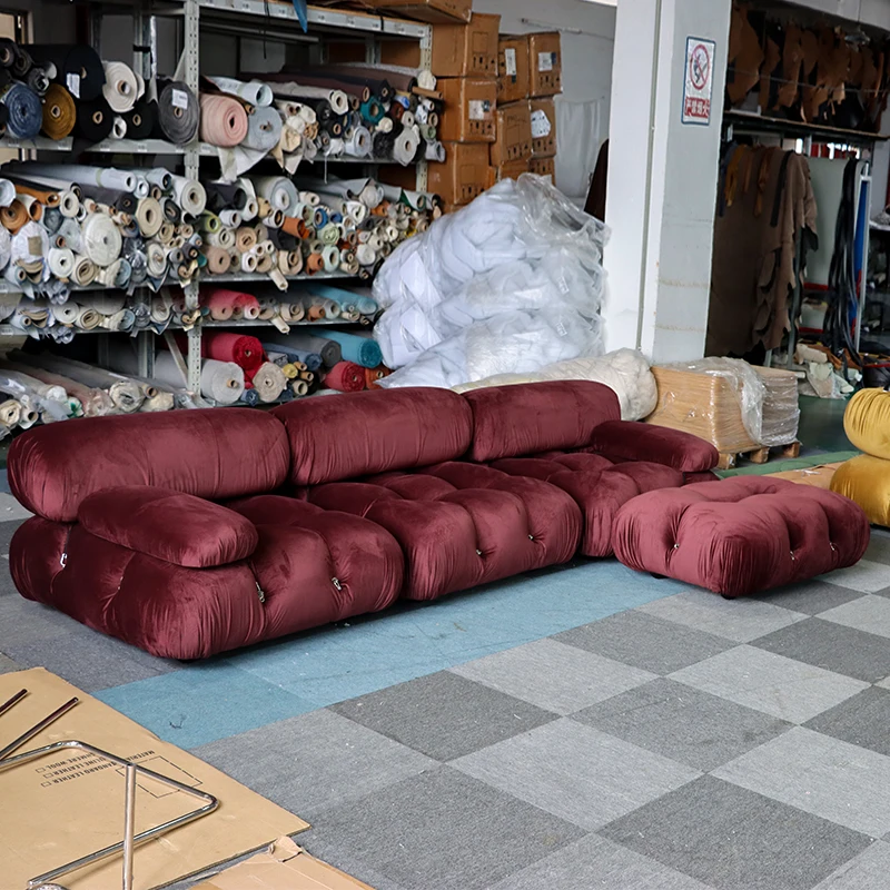 Red Wine Velvet Mario Bellini Sofa Modular Sectional Sofa Living Room Sofa Furniture