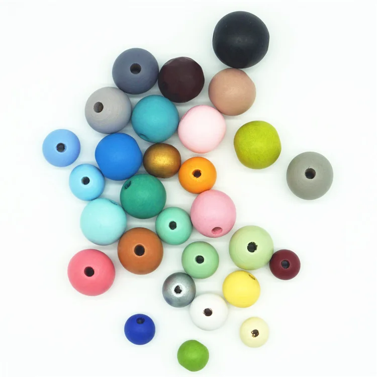 Colorful Natural Wooden Beads For Crafts Unfinished Round Wood Spacer Beads For Diy Project Jewelry Making