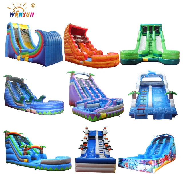 Commercial inflatable water slide cheap swimming pool slide pvc material  inflatable slide with pool for hot sale