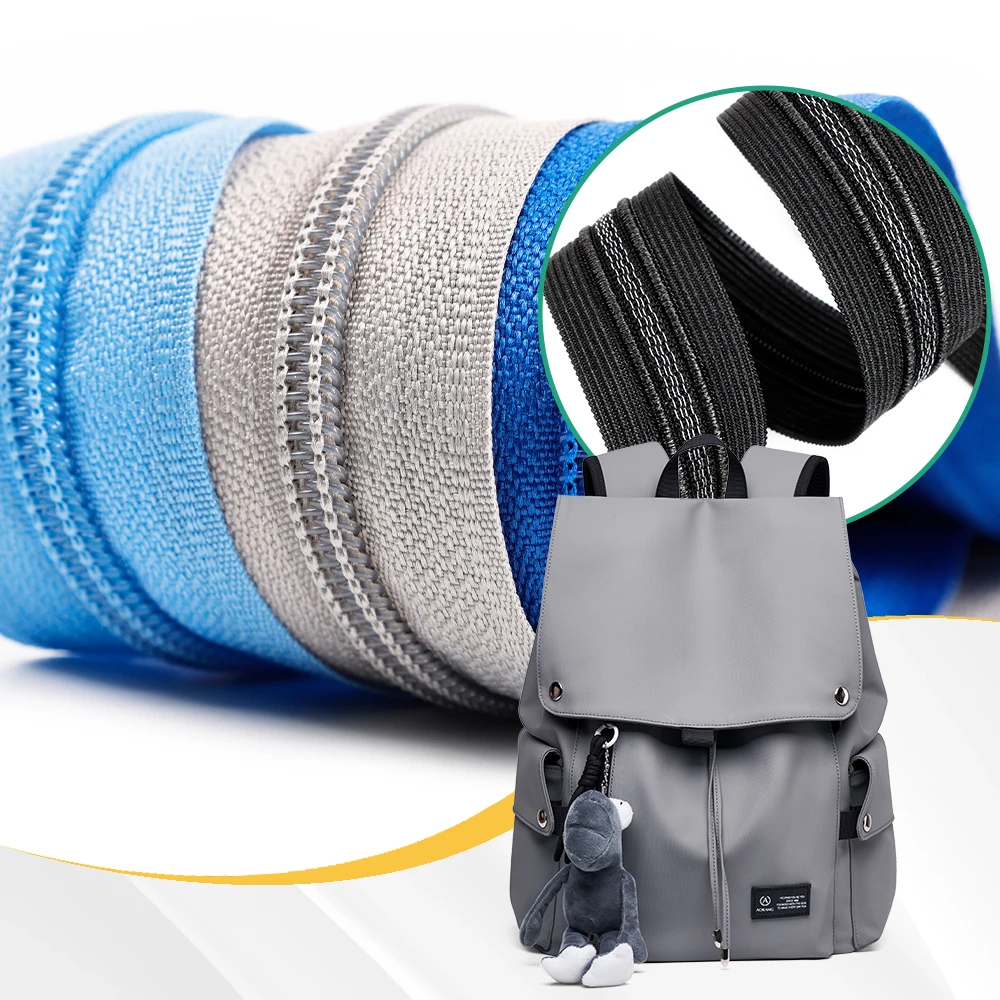 7# Custom Size Weight Color Long Chain Nylon Zippers Rolls For Garment Accessory Suitcase Bags Factory Wholesale Price Coil Zips