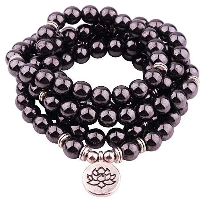 Unisex 6mm Buddha Buddhist Beads Mala Spiritual Gold Plated Pearl Necklace and Bracelet Casual Religious Jewelry