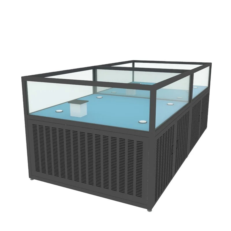 Factory supply aquarium live seafood fish lobster merchandising systems chiller seafood tank
