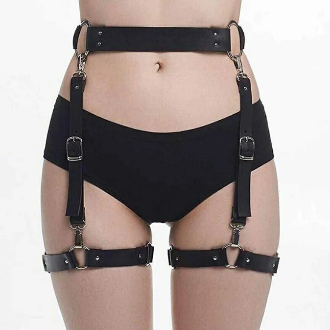 New genuine leather Shirt garters black Sexy Party Dress for Women Adjustable Sock Garter Holder belt