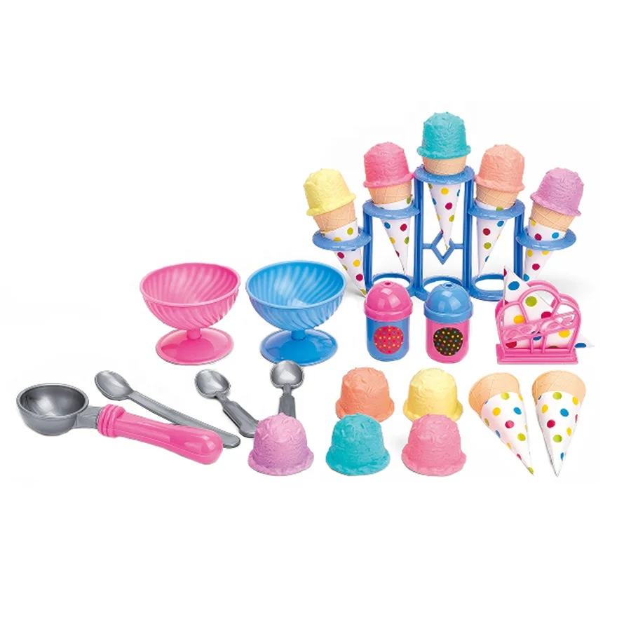 37Pcs Hot Summer Girls Toys Ice Cream Series Little Dessert Maker Kitchen Set Pretend Playing House Toys