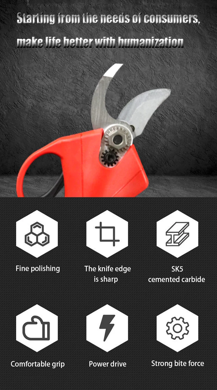 KM Professional Li-battery SK-5 Steel Blade Sharp Bypass Laser Scissors Pruning Shears Garden Tool Garden Shears