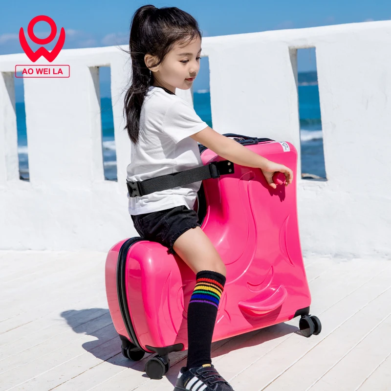 
Hot selling 20 inch kids ride on suitcase kick foot luggage scooter 4 wheels children trolley luggage sets 