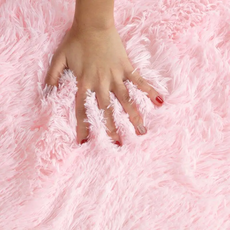 shag non-slip rugs living room rounded fluffy carpet circular solid color fuzzy floor mat furry soft rug