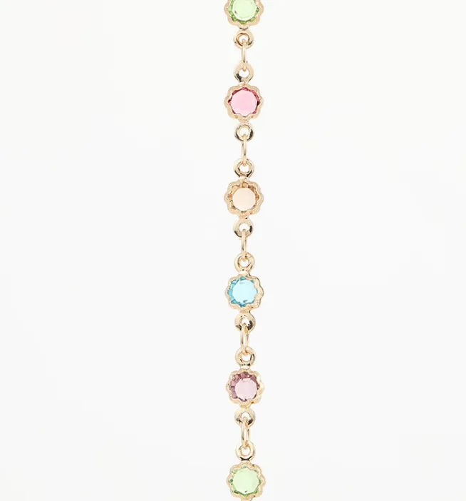 NANA 14k gold plated brass fashon design 2.5mm chain with 5mm colorful crystal beads,jewelry findings