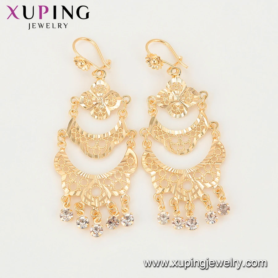
99526 Xuping 24k gold plated Drop Dangle Earrings,Party Wear copper Fashion Jewelry big chandbali earrings with zircon 