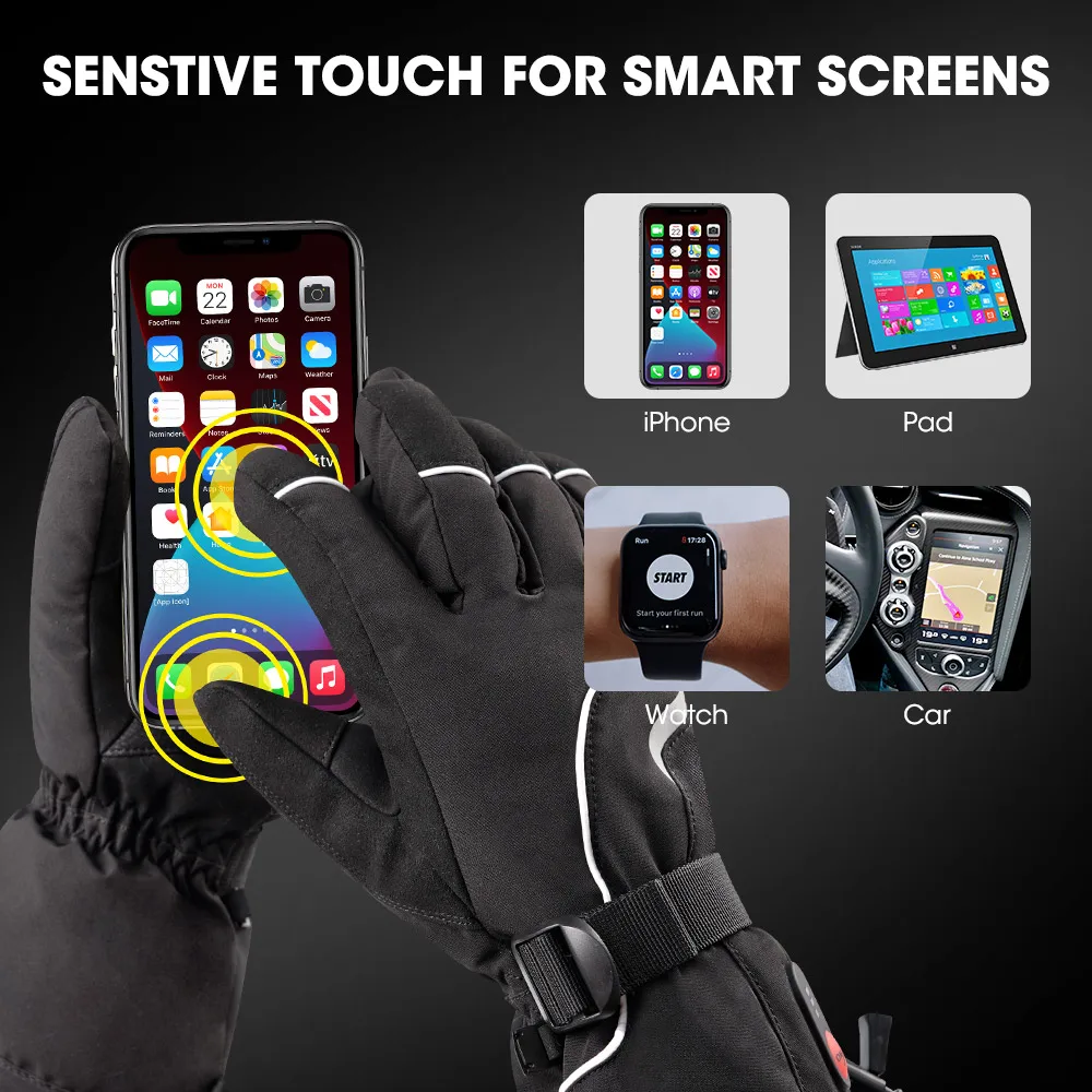 Hot-sales SAVIOR Waterproof Heating Gloves Touch Screen Rechargeable Battery Thermal Heated Gloves Hand Warmer Heated Ski Gloves