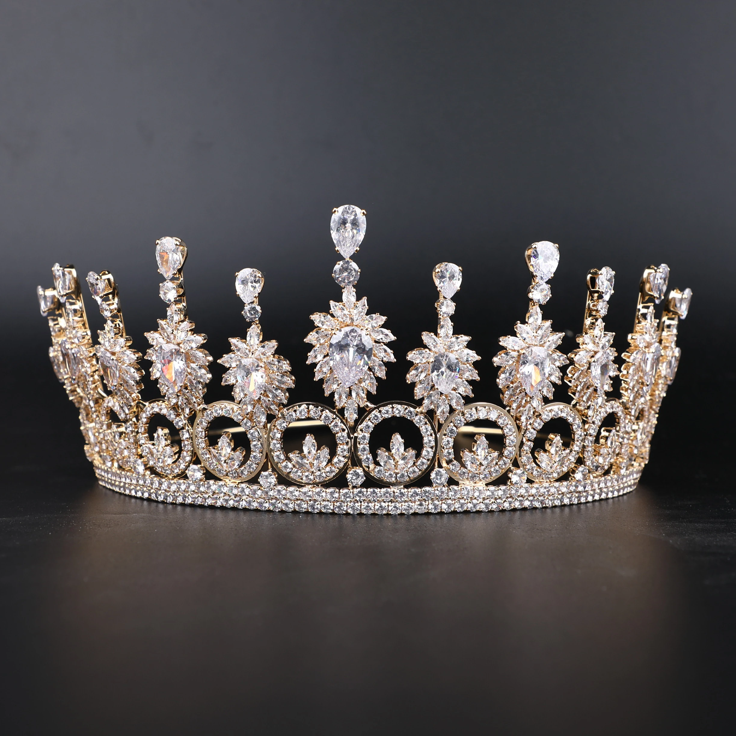 Platinum Plated/ 24K Gold Plated Tiara Wedding Hair Accessories Bridal Crown Tiaras High Quality Women Bride Queen Hair Jewelry