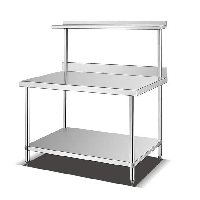 WT-60150F 1.5M Stainless Steel Simple Work Bench Western Fast Food KFC Wrapping Table With Top Shelf
