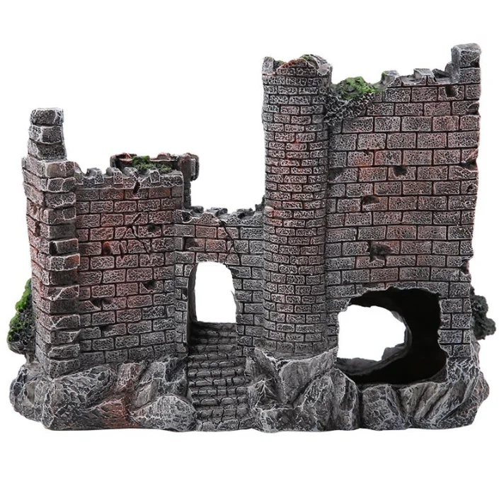 Aquascape beautification ornaments resin fish tank ancient castle decoration aquarium cavern building decoration