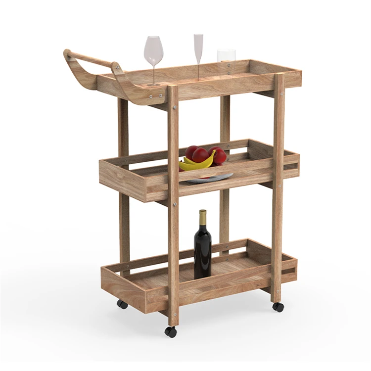Restaurant Mini Bar Design Wooden Mobile Dining Room Wine Beer Tea Hotel Wooden Food Cart Trolley