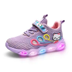 Child Luminous Sneakers Frozen Princess Kids Led Flashing Boots Girls Casual Shoes With Lights
