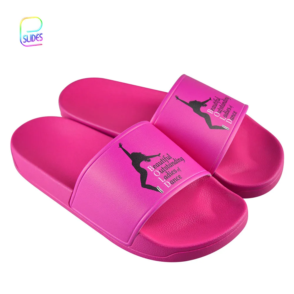 Popular Style Sports Gym Custom Color PVC Sandals Girl Flat Printing Logo Slides Shower Flip Flops Children
