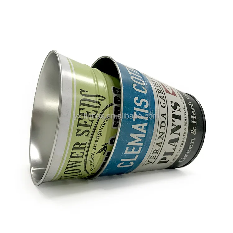 Wholesale Custom bucket Beach toy  Conical  Theater rice bubble popcorn Small ice bucket   tin box